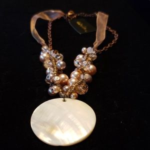 Cookie Lee jewelry, shell ribbon necklace